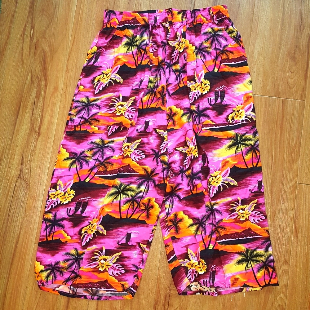 Vintage Island Planet Miami beach Neon Palm Shorts